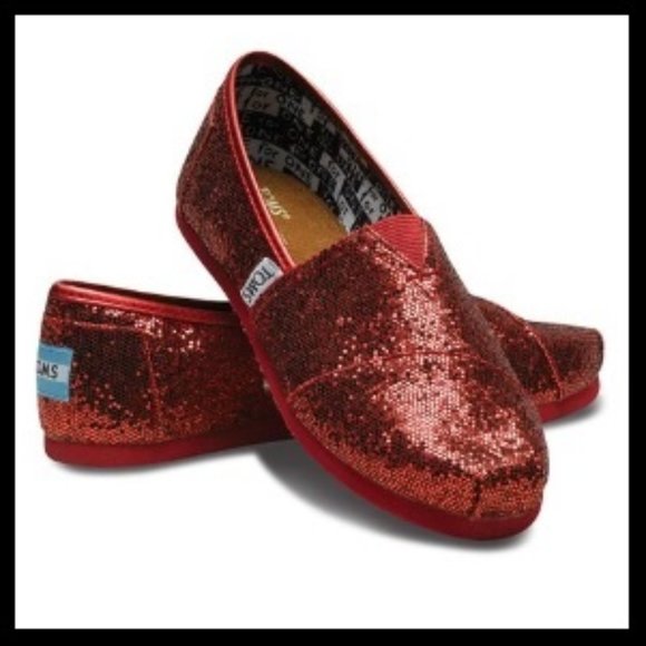 Toms Shoes Euc Toms Womens Red Glitter Shoes Poshmark